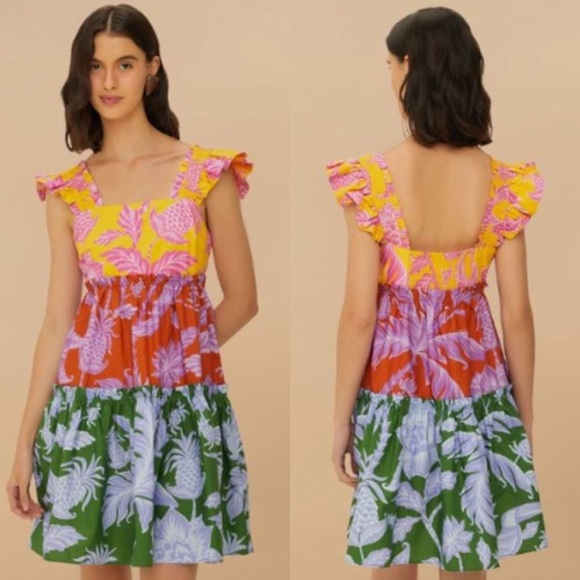 Farm Rio mixed tropical swing mini dress - Picture 1 of 5